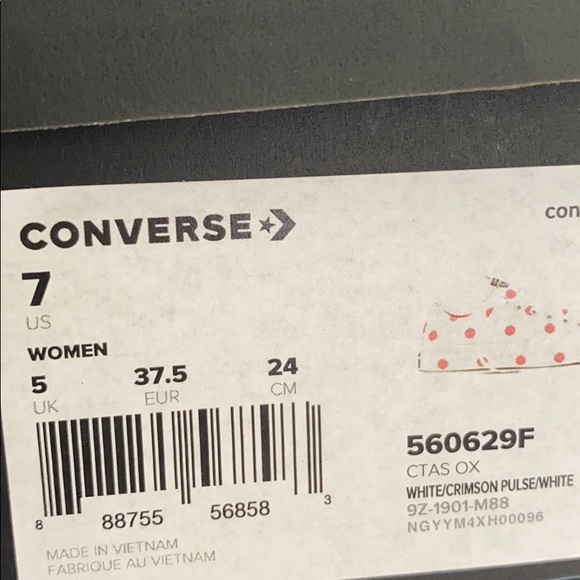 Converse Ctas Liw Top White Crimson W AUTHENTIC - Picture 8 of 8